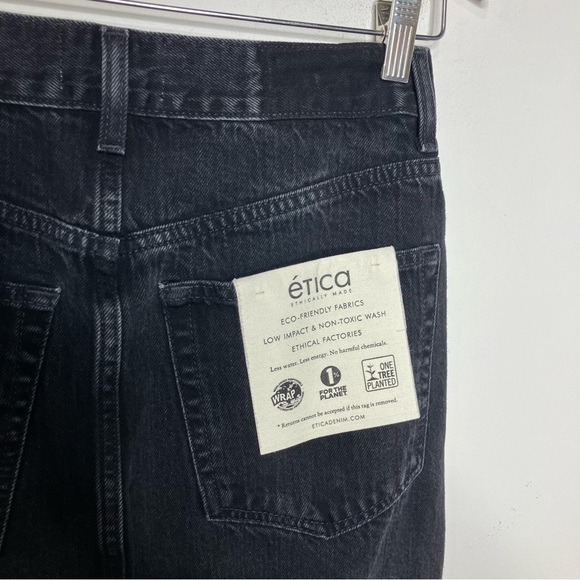 Etica ethically made Veta pencil skirt dark black denim full zip front womens 27 - Picture 6 of 12